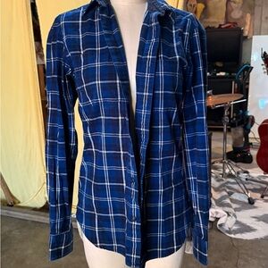 GAP Navy and White Plaid Shirt